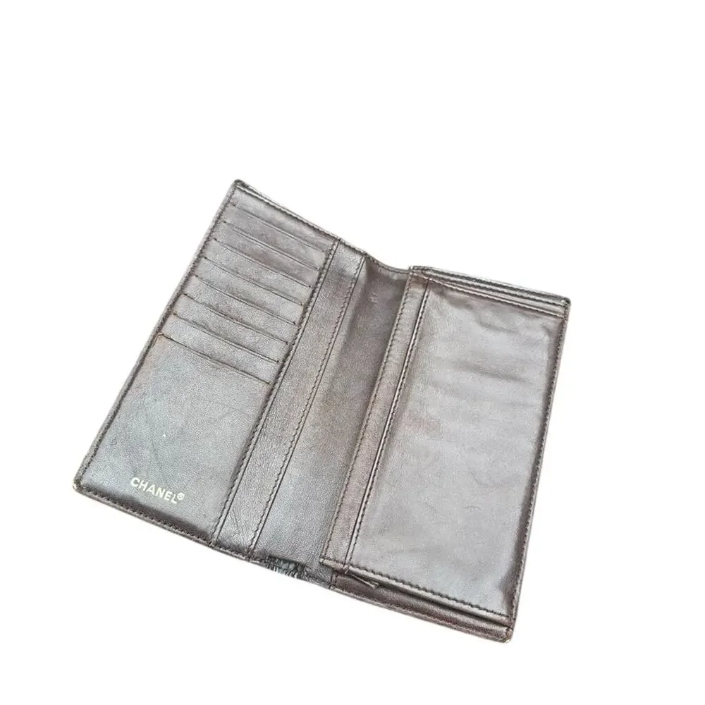 Chanel Brown Chocolate Bar Quilted Wallet